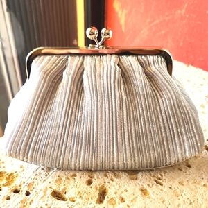 Silver Pleated Clutch